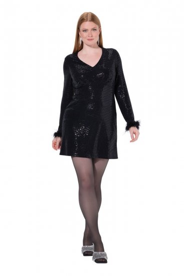 Ulla Popken 845145 Paillettenkleid Schwarz - Abendkleider - Abendkleider in großen Größen