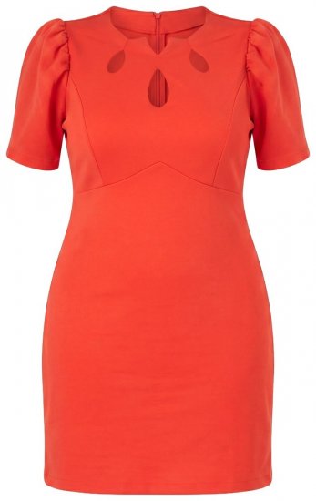 Ulla Popken 845150 Kurzärmliges Bodycon-Kleid Rot - Kleider - Kleider für alle Größen