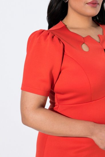 Ulla Popken 845150 Kurzärmliges Bodycon-Kleid Rot - Kleider - Kleider für alle Größen