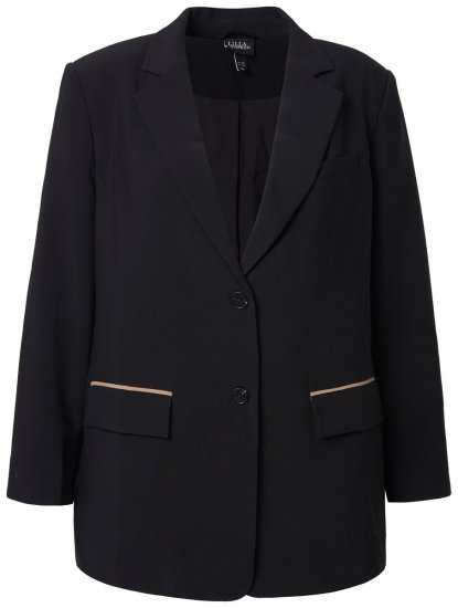 Ulla Popken 845336 Oversize-Stretchblazer mit zwei Knöpfen Schwarz - Blazer - Blazer in großen Größen für Damen