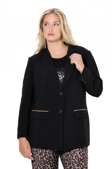 Ulla Popken 845336 Oversize-Stretchblazer mit zwei Knöpfen Schwarz - Blazer - Blazer in großen Größen für Damen