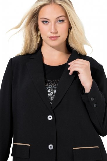 Ulla Popken 845336 Oversize-Stretchblazer mit zwei Knöpfen Schwarz - Blazer - Blazer in großen Größen für Damen
