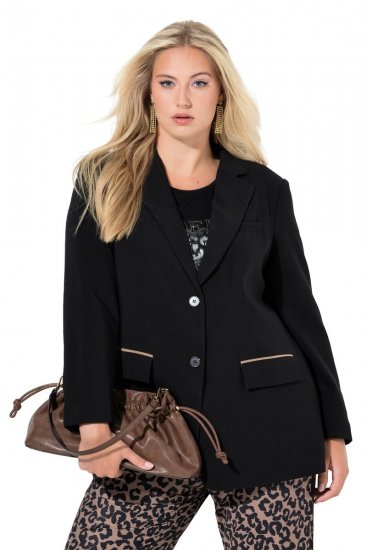 Ulla Popken 845336 Oversize-Stretchblazer mit zwei Knöpfen Schwarz - Blazer - Blazer in großen Größen für Damen