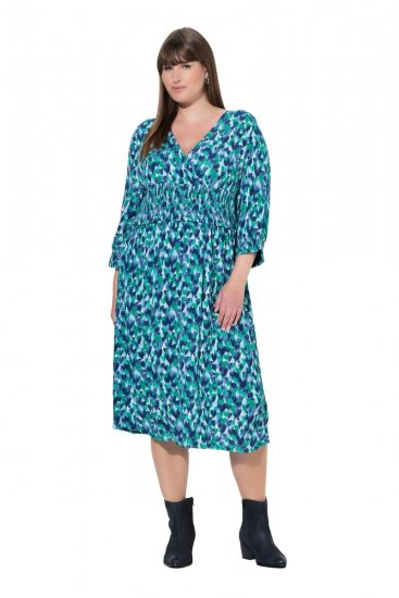 Ulla Popken 845360 Gemustertes Midikleid Hellblau - Midikleider - Midikleider für Damen in großen Größen