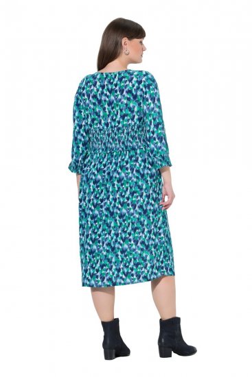 Ulla Popken 845360 Gemustertes Midikleid Hellblau - Midikleider - Midikleider für Damen in großen Größen