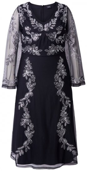 Ulla Popken 845366 Abendkleid mit V-Ausschnitt Schwarz - Abendkleider - Abendkleider in großen Größen