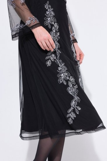 Ulla Popken 845366 Abendkleid mit V-Ausschnitt Schwarz - Abendkleider - Abendkleider in großen Größen
