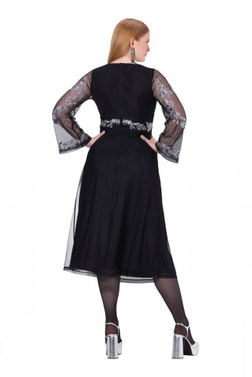 Ulla Popken 845366 Abendkleid mit V-Ausschnitt Schwarz - Abendkleider - Abendkleider in großen Größen