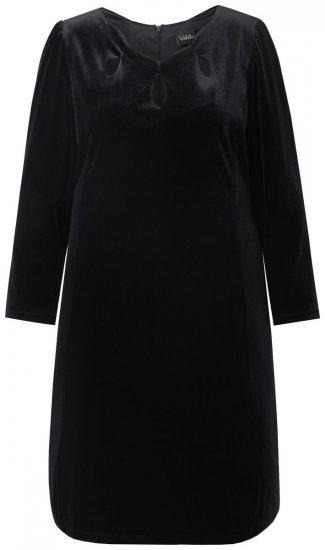 Ulla Popken 845573 Langärmliges Samtkleid Schwarz - Abendkleider - Abendkleider in großen Größen