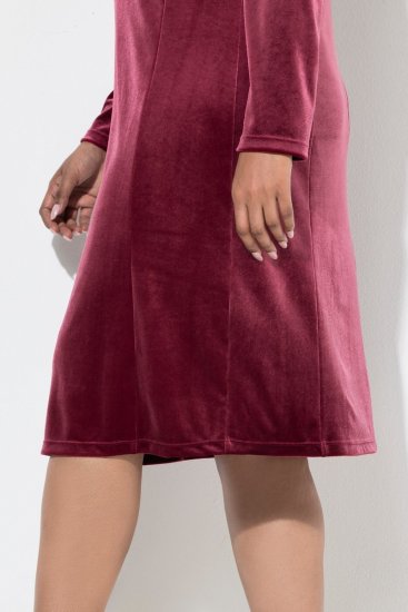 Ulla Popken 845573 Langärmliges Samtkleid Weinrot - Abendkleider - Abendkleider in großen Größen
