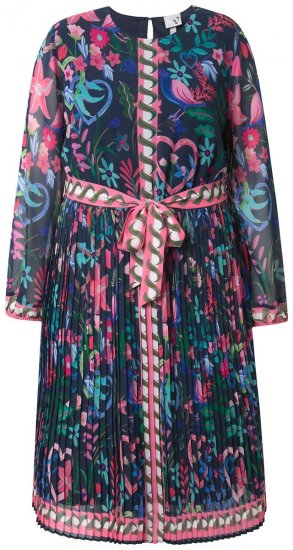 Ulla Popken 845649 Geblümtes Chiffonkleid Dunkelblau - Midikleider - Midikleider für Damen in großen Größen