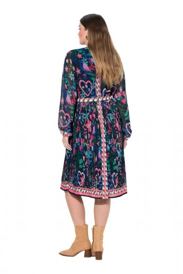 Ulla Popken 845649 Geblümtes Chiffonkleid Dunkelblau - Midikleider - Midikleider für Damen in großen Größen