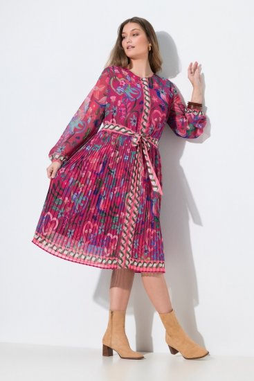 Ulla Popken 845649 Langärmliges Midikleid Beerenrot - Midikleider - Midikleider für Damen in großen Größen