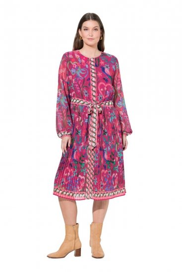 Ulla Popken 845649 Langärmliges Midikleid Beerenrot - Midikleider - Midikleider für Damen in großen Größen
