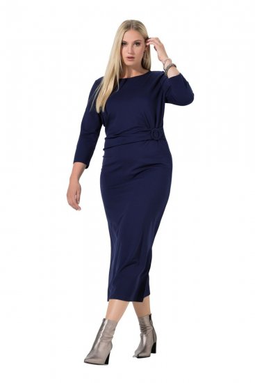 Ulla Popken 845705 Jerseykleid Dunkelblau - Midikleider - Midikleider für Damen in großen Größen
