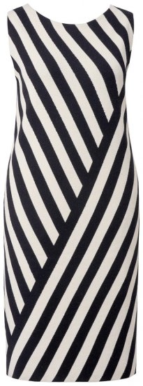Ulla Popken 845784 Gestreiftes Strickkleid Schwarz - Sommerkleider - Sommerkleider in großen Größen