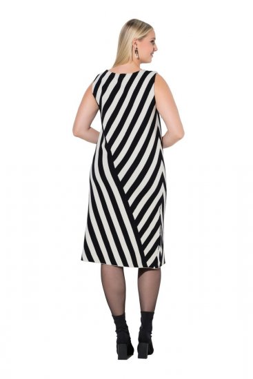 Ulla Popken 845784 Gestreiftes Strickkleid Schwarz - Sommerkleider - Sommerkleider in großen Größen