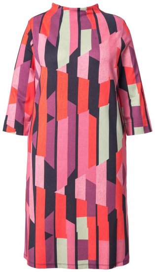 Ulla Popken 845794 Gemustertes Jerseykleid Rosa - Kleider - Kleider für alle Größen