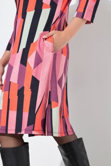 Ulla Popken 845794 Gemustertes Jerseykleid Rosa - Kleider - Kleider für alle Größen