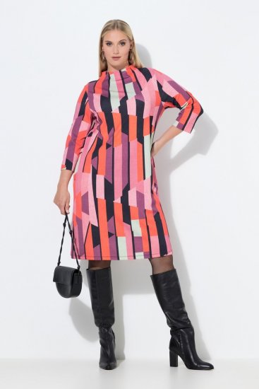 Ulla Popken 845794 Gemustertes Jerseykleid Rosa - Kleider - Kleider für alle Größen