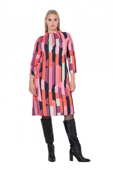 Ulla Popken 845794 Gemustertes Jerseykleid Rosa - Kleider - Kleider für alle Größen