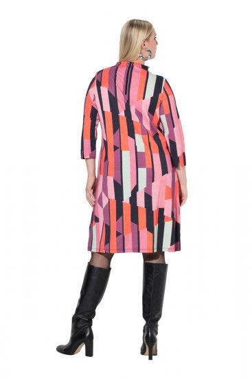 Ulla Popken 845794 Gemustertes Jerseykleid Rosa - Kleider - Kleider für alle Größen