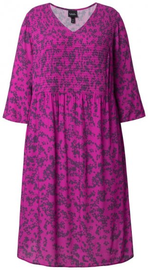 Ulla Popken 845825 Geblümtes Midikleid mit V-Ausschnitt Flieder - Midikleider - Midikleider für Damen in großen Größen