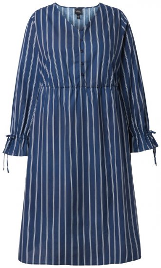 Ulla Popken 845863 Gestreiftes Kleid mit V-Ausschnitt Dunkelblau - Kleider - Kleider für alle Größen