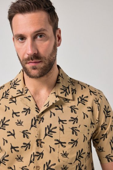 JP1880 Boxy Cuba Short Sleeve Shirt Camel - Herrenhemden - Herrenhemden in großen Größen