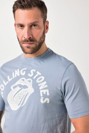 JP1880 846221 Rolling Stones Tongue T-Shirt Hellblau - Band-T-shirts - Band T-Shirts in großen Größen