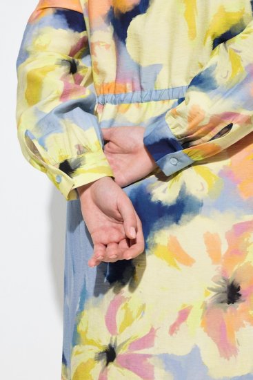 Ulla Popken 846330 Geblümtes Maxikleid Hellblau - Maxikleider - Maxikleider in großen Größen