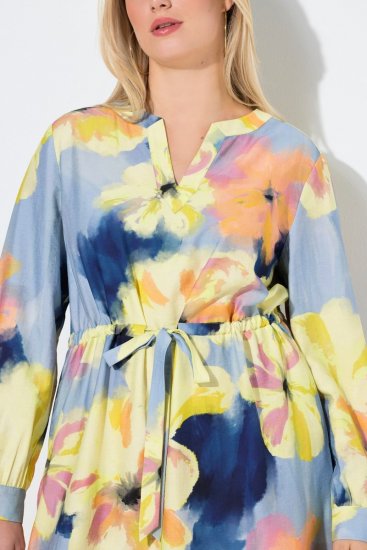 Ulla Popken 846330 Geblümtes Maxikleid Hellblau - Maxikleider - Maxikleider in großen Größen