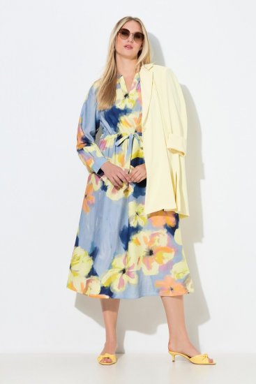 Ulla Popken 846330 Geblümtes Maxikleid Hellblau - Maxikleider - Maxikleider in großen Größen