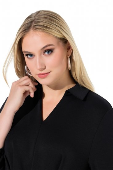 Ulla Popken 846373 Midikleid mit Bindegürtel Schwarz - Midikleider - Midikleider für Damen in großen Größen