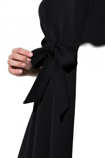 Ulla Popken 846373 Midikleid mit Bindegürtel Schwarz - Midikleider - Midikleider für Damen in großen Größen