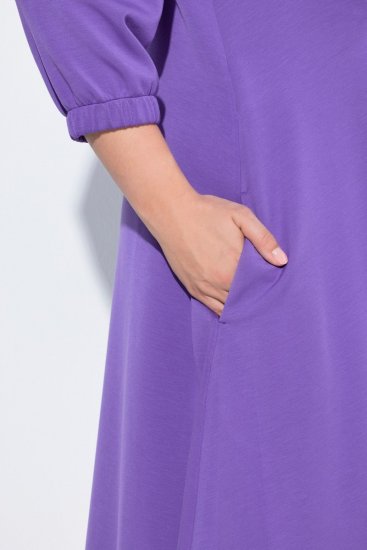 Ulla Popken 846373 Sweatkleid in A-Linie mit 3/4-Ärmeln Flieder - Kleider - Kleider für alle Größen