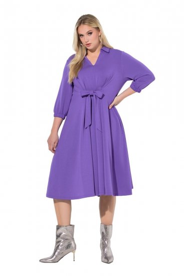Ulla Popken 846373 Sweatkleid in A-Linie mit 3/4-Ärmeln Flieder - Kleider - Kleider für alle Größen