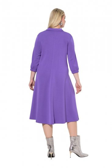 Ulla Popken 846373 Sweatkleid in A-Linie mit 3/4-Ärmeln Flieder - Kleider - Kleider für alle Größen
