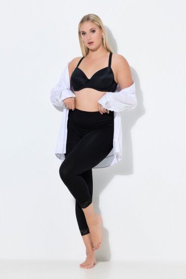 Ulla Popken 846491 3/4-Strumpfleggings mit Spitze Schwarz - Strumpfhosen & Socken - 