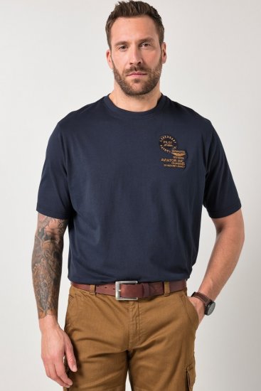 JP1880 846657 T-Shirt Bauchfit mit Badges Dunkelblau TALL - TALL T-shirts - T-Shirts Überlänge Herren
