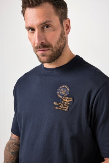 JP1880 846657 T-Shirt Bauchfit mit Badges Dunkelblau TALL - TALL T-shirts - T-Shirts Überlänge Herren