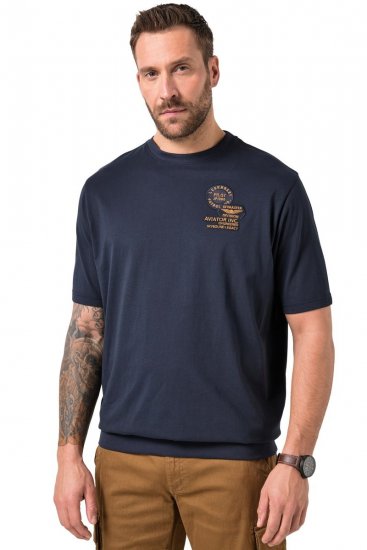 JP1880 846657 T-Shirt Bauchfit mit Badges Dunkelblau TALL - TALL T-shirts - T-Shirts Überlänge Herren