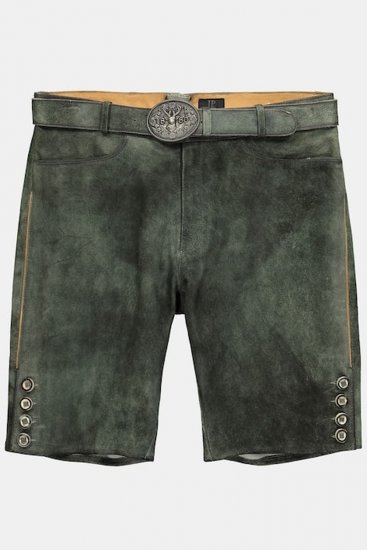 JP1880 846895 Bermudashorts aus Ziegenveloursleder Dunkeloliv - Herrenshorts - Herrenshorts in großen Größen