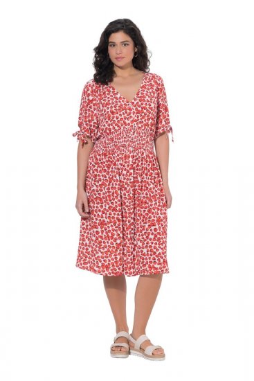 Ulla Popken 846912 Gemustertes Midikleid Koralle - Midikleider - Midikleider für Damen in großen Größen