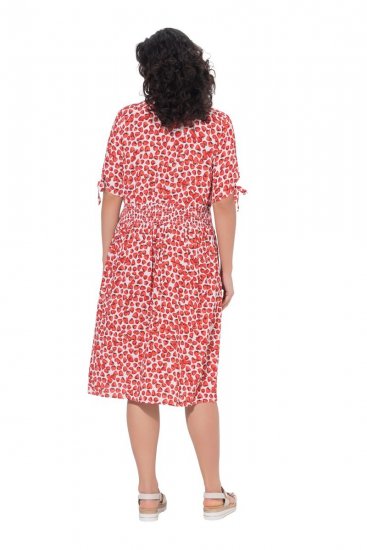 Ulla Popken 846912 Gemustertes Midikleid Koralle - Midikleider - Midikleider für Damen in großen Größen