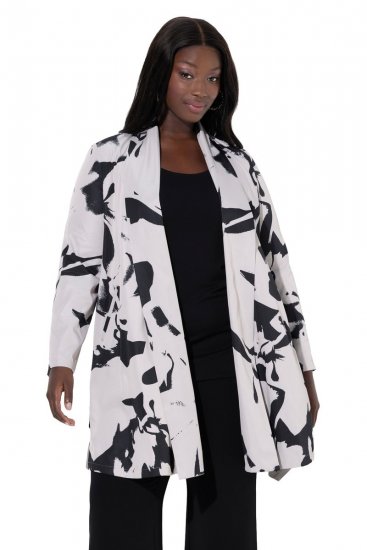 Ulla Popken 846923 Gemusterter Blazer mit Schalkragen Taupe - Blazer - Blazer in großen Größen für Damen