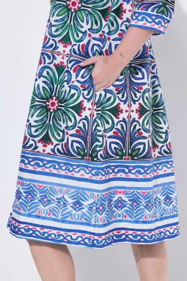 Ulla Popken 846952 Geblümtes Hemdblusenkleid Weiß - Midikleider - Midikleider für Damen in großen Größen