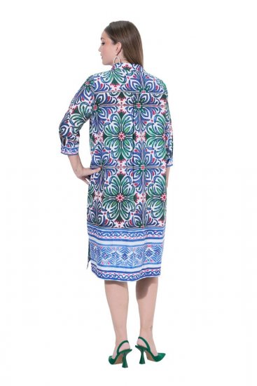 Ulla Popken 846952 Geblümtes Hemdblusenkleid Weiß - Midikleider - Midikleider für Damen in großen Größen