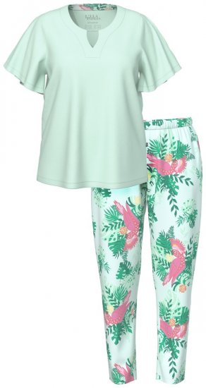 Ulla Popken 846971 Pyjama mit Muster Hellgrün - Pyjama/Loungewear - 