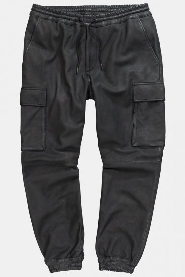 JP1880 847064 Cargohose aus Lammnappaleder Schwarz - Lederhosen für Herren in großen Größen - Herren Lederhosen in großen Größen